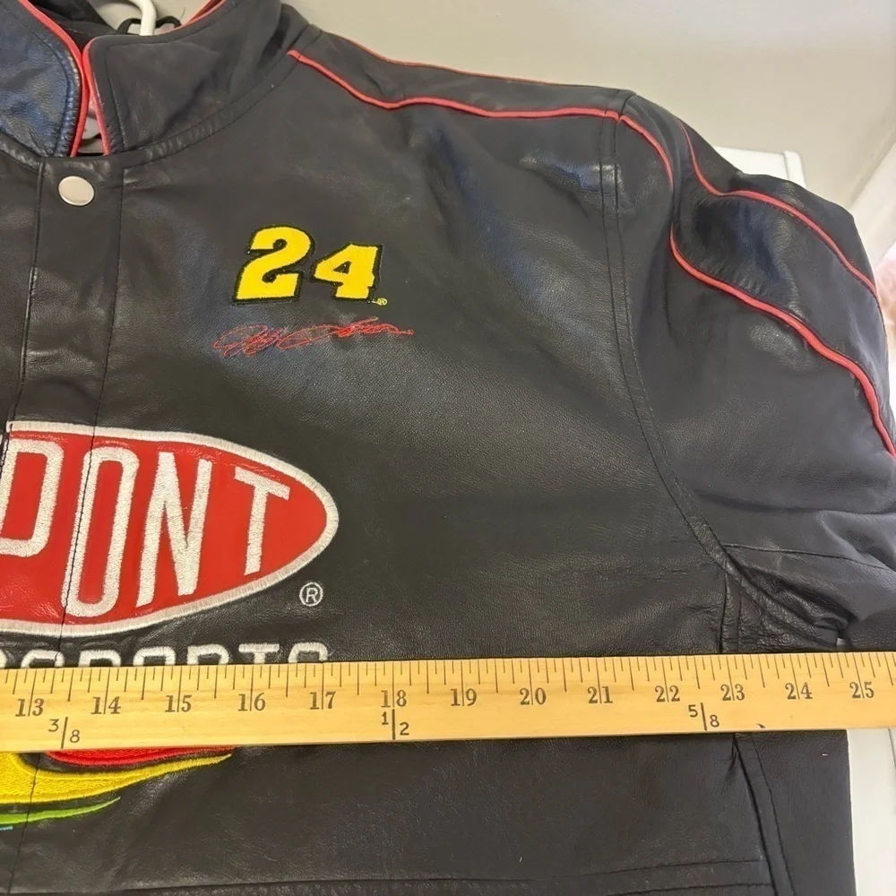 Vintage Dupont Racing Nascar Jeff Gordon Leather Jacket Large ( CIGAR SMELL)
